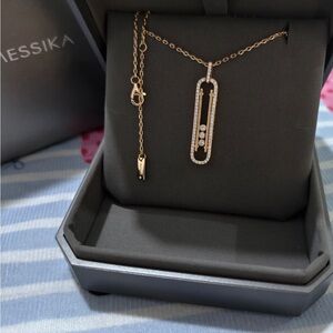 Messika Inspired Rose Gold Diamond Station Pendant Necklace